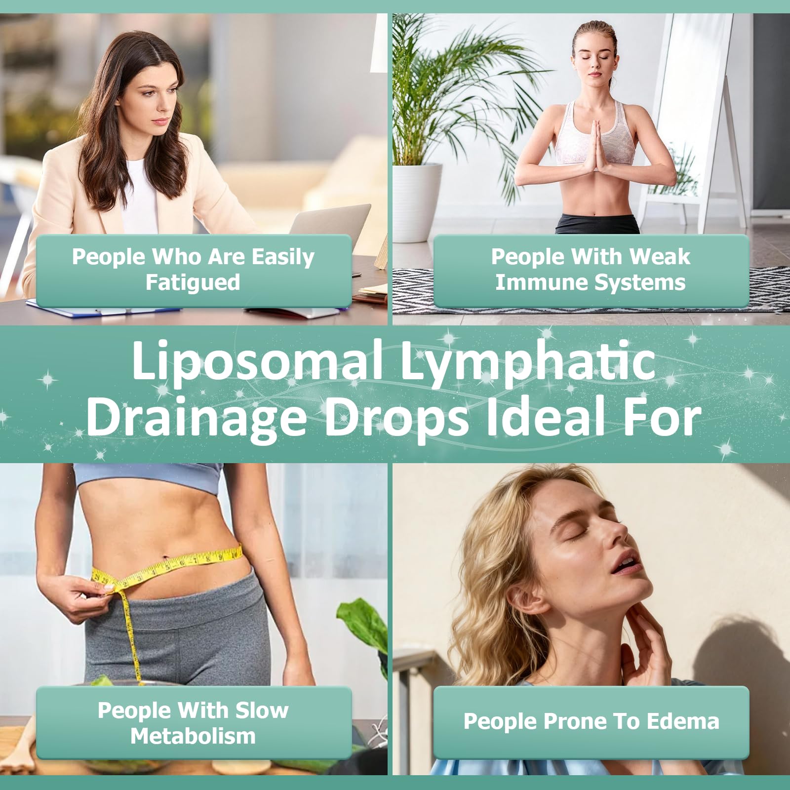 Lymphatic Drainage Drops, 6-IN-1 Lymphatic Complex w. Burdock Dandelion Kelp Cleavers, New Maximum Potency Lymph System Support for Bloat Balance Cortisol Immune Full Body Detox & Skin Vitality - TrustMedUSA
