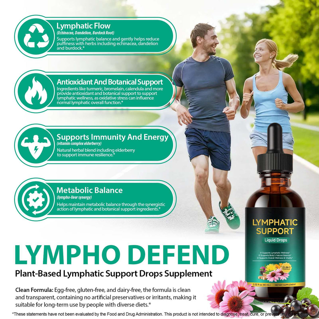 Lymphatic Drainage Drops, Support Supplement with Echinacea, Dandelion, Elderberry, Cleavers, Astragalus, Burdock & More, 2 FL OZ - Natural Lymphatic Cleanse & Immune Support - Maple Wellness Supplements