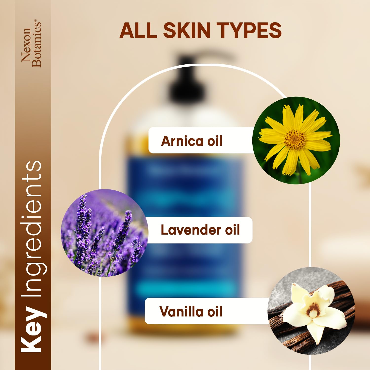 Lymphatic Drainage Massage Oil for Massage Therapy 8 fl oz - Refreshing and Relaxing - Natural Oils with Arnica, Vanilla and Lavender Oil - for Men and Women - Nexon Botanics - Maple Wellness Supplements