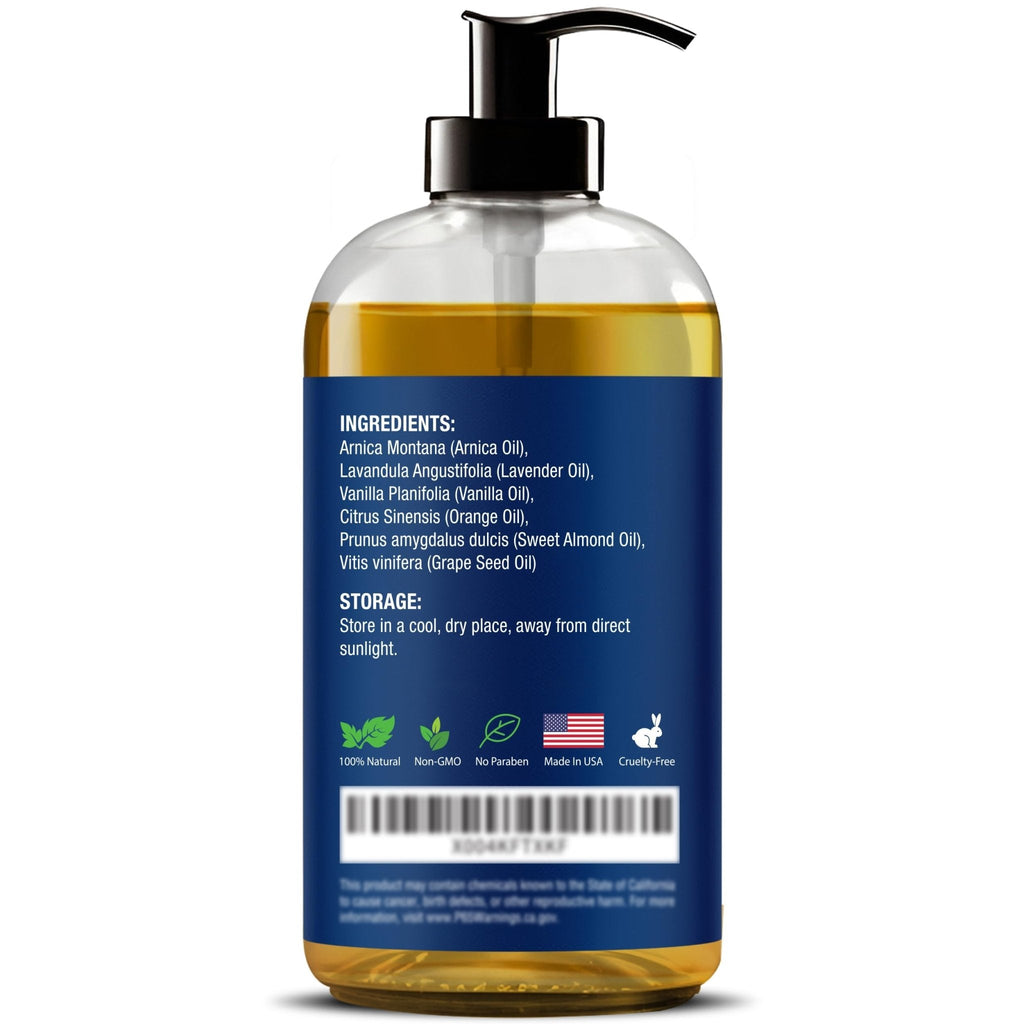 Lymphatic Drainage Massage Oil for Massage Therapy 8 fl oz - Refreshing and Relaxing - Natural Oils with Arnica, Vanilla and Lavender Oil - for Men and Women - Nexon Botanics - Maple Wellness Supplements