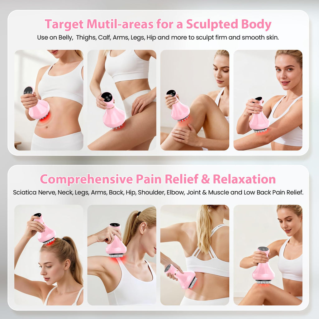 Lymphatic Drainage Massager, Anti Cellulite Massage Tool For Thigh & Belly Stretch Marks & Cellulite Reduction, Handheld Massage tools for Sciatica Nerve, Legs, Arms, Hip, Muscle, Low Back Pain Relief - Maple Wellness Supplements