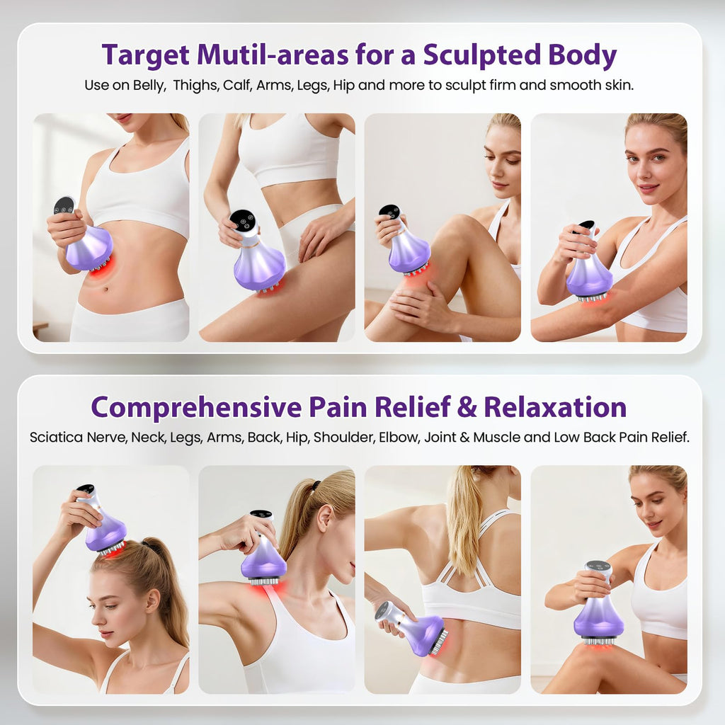 Lymphatic Drainage Massager, Anti Cellulite Massage Tool For Thigh & Belly Stretch Marks & Cellulite Reduction, Handheld Massage tools for Sciatica Nerve, Legs, Arms, Hip, Muscle, Low Back Pain Relief - Maple Wellness Supplements