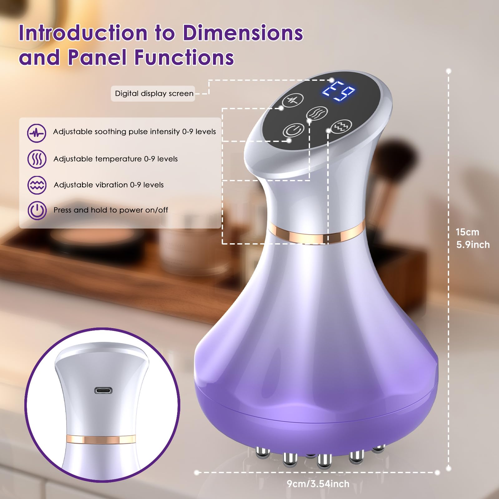 Lymphatic Drainage Massager, Anti Cellulite Massage Tool For Thigh & Belly Stretch Marks & Cellulite Reduction, Handheld Massage tools for Sciatica Nerve, Legs, Arms, Hip, Muscle, Low Back Pain Relief - Maple Wellness Supplements