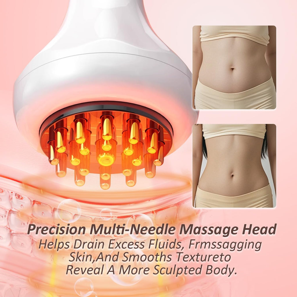 Lymphatic Drainage Massager & Anti Cellulite Massage Tool Helps Reduce Stretch Marks & Cellulite, Body Sculpting Machine For Legs, Arms & Belly with Microcurrent, Light, Heat & Vibration，With Body Oil - Maple Wellness Supplements