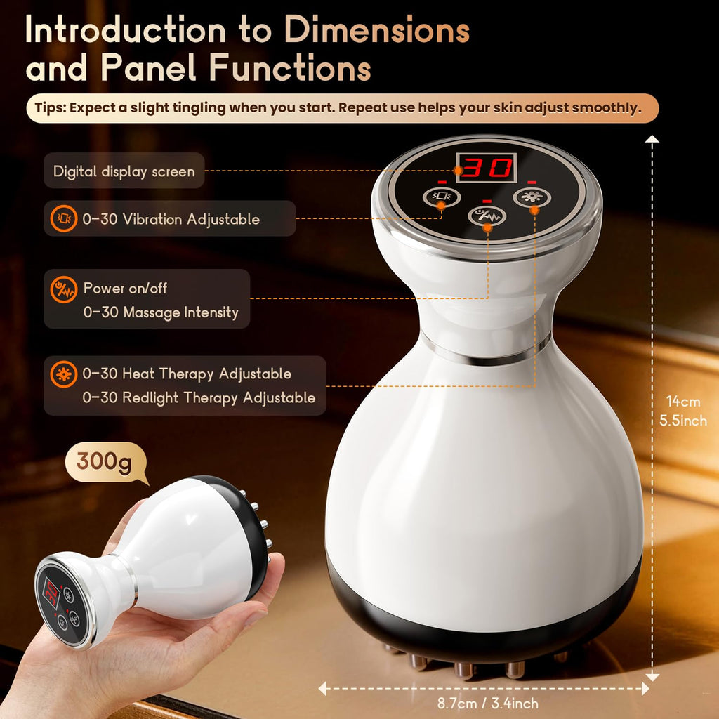 Lymphatic Drainage Massager & Anti Cellulite Massage Tool, Helps Reduce Stretch Marks & Cellulite, for Legs, Arms & Belly, Body Sculpting Machine with Microcurrent & Red-Light & Heat & Vibration - Maple Wellness Supplements