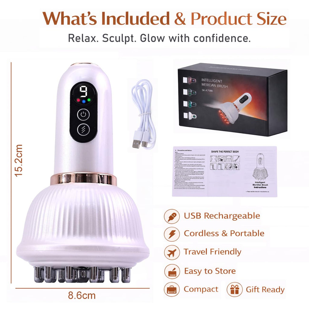 Lymphatic Drainage Massager for At-Home Body Care, Sculpting Massage Tool for Legs, Arms, Belly & Back, Helps Reduce Stretch Marks & Cellulite, Smooth Skin & Relax Muscles with Heat, Vibration & Light - Maple Wellness Supplements
