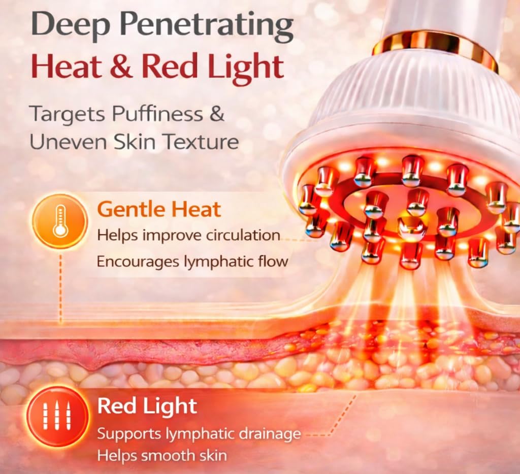 Lymphatic Drainage Massager for At-Home Body Care, Sculpting Massage Tool for Legs, Arms, Belly & Back, Helps Reduce Stretch Marks & Cellulite, Smooth Skin & Relax Muscles with Heat, Vibration & Light - Maple Wellness Supplements