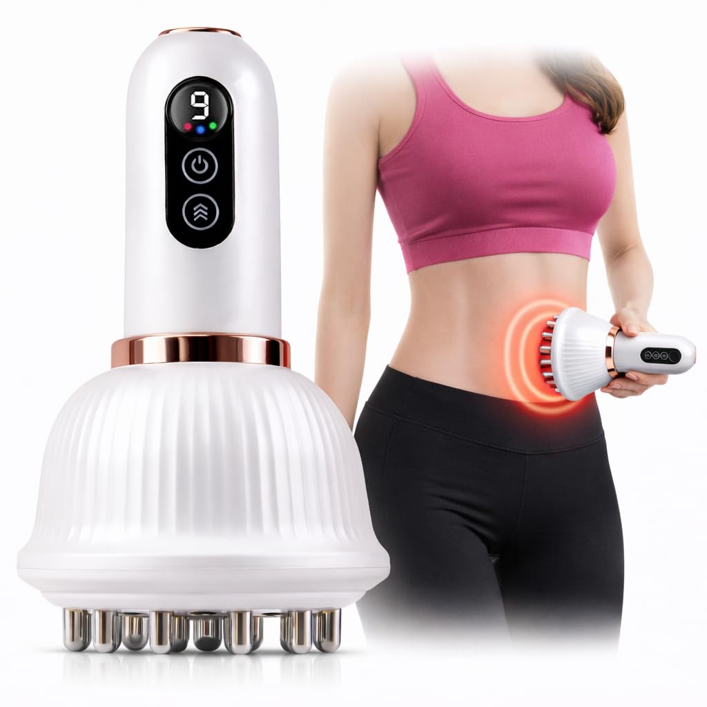 Lymphatic Drainage Massager for At-Home Body Care, Sculpting Massage Tool for Legs, Arms, Belly & Back, Helps Reduce Stretch Marks & Cellulite, Smooth Skin & Relax Muscles with Heat, Vibration & Light - Maple Wellness Supplements