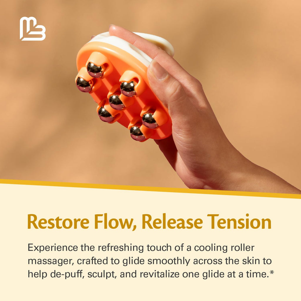 Lymphatic Drainage Massager with Cooling Steel Rollers for Body Sculpting, Cellulite & Sore Muscles, Grip-Friendly with Ergonomic Design for Arms, Thighs, Glutes and Stomach by M3 – Orange - Maple Wellness Supplements