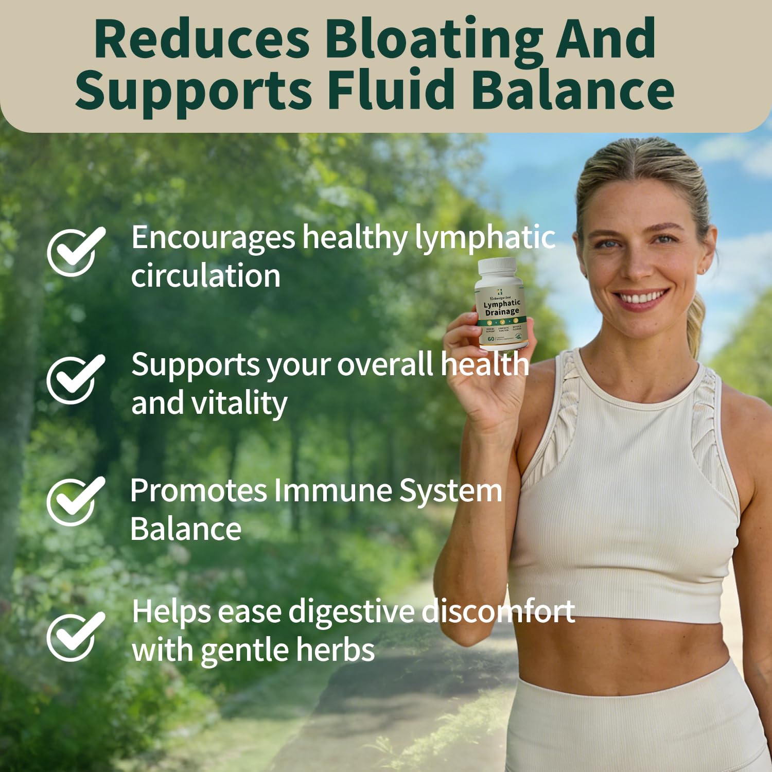 Lymphatic Drainage Supplement – Natural Herbal Formula with Dandelion, Burdock & Echinacea, Supports Fluid Balance, Immune Health & Cellulite Reduction – 60 Capsules - Maple Wellness Supplements