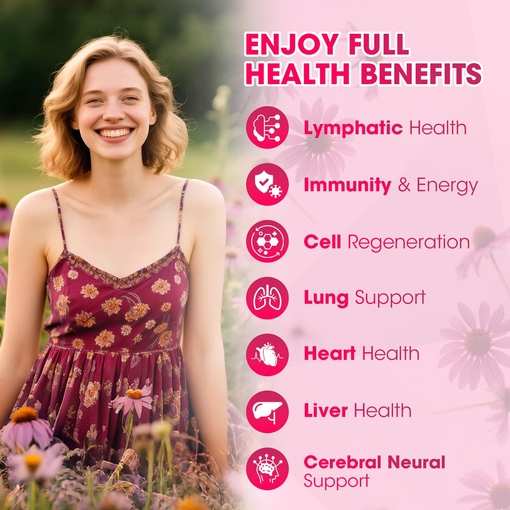 Lymphatic Drainage Supplements Drops for Immune, Lymph System Support, Cleanse & Detox, Liver Health with Echinacea,Elderberry,Cleavers Herb,Burdock, Calendula, Non-GMO, Raspberry Flavor, 2 Fl Oz - Maple Wellness Supplements