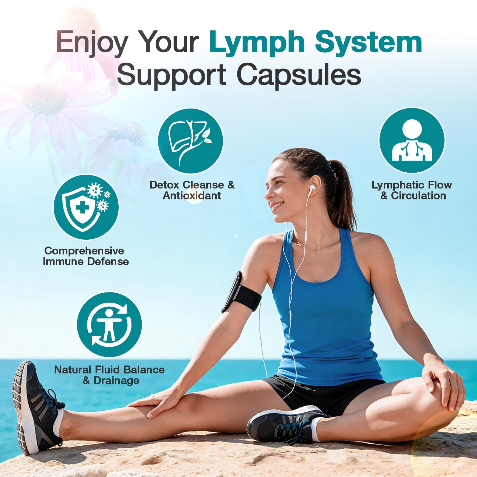 Lymphatic Drainage Supplements - Lymphatic System Support, Fluid Balance, Immune Support - Natural Lymphatic Cleanse & Detox Capsules with Dandelion, Echinacea, Burdock & More, 90 Capsules - Maple Wellness Supplements