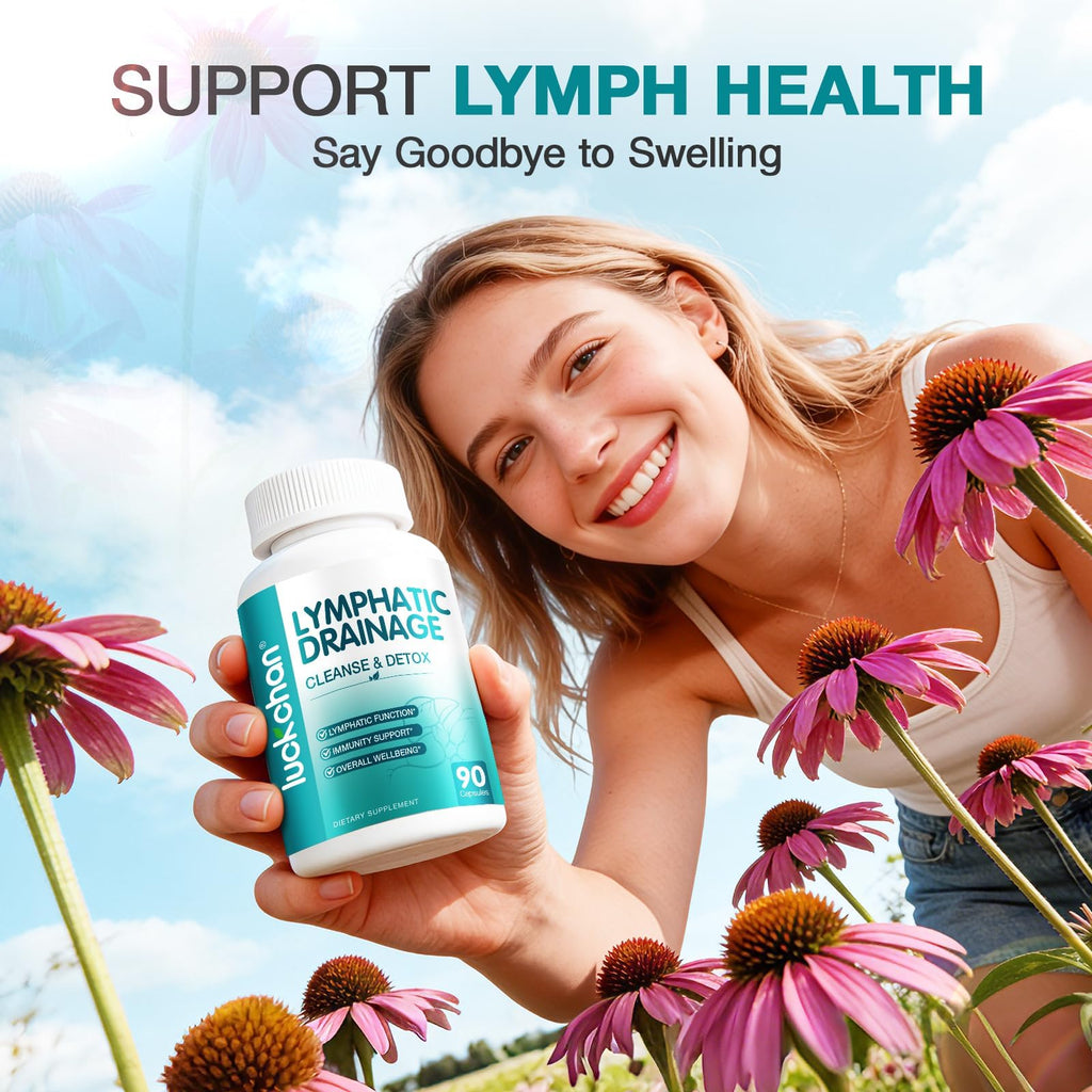 Lymphatic Drainage Supplements - Lymphatic System Support, Fluid Balance, Immune Support - Natural Lymphatic Cleanse & Detox Capsules with Dandelion, Echinacea, Burdock & More, 90 Capsules - Maple Wellness Supplements