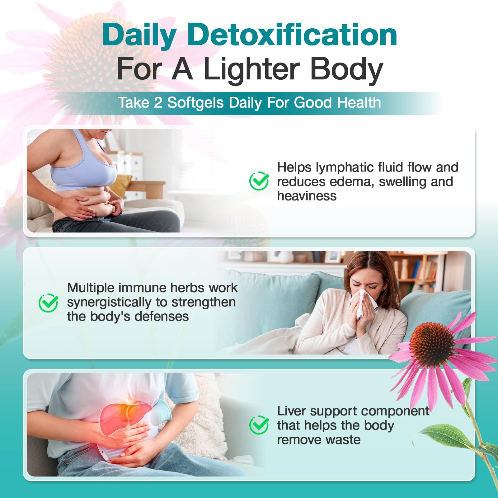 Lymphatic Drainage Supplements - Lymphatic System Support, Fluid Balance, Immune Support - Natural Lymphatic Cleanse & Detox Capsules with Dandelion, Echinacea, Burdock & More, 90 Capsules - Maple Wellness Supplements