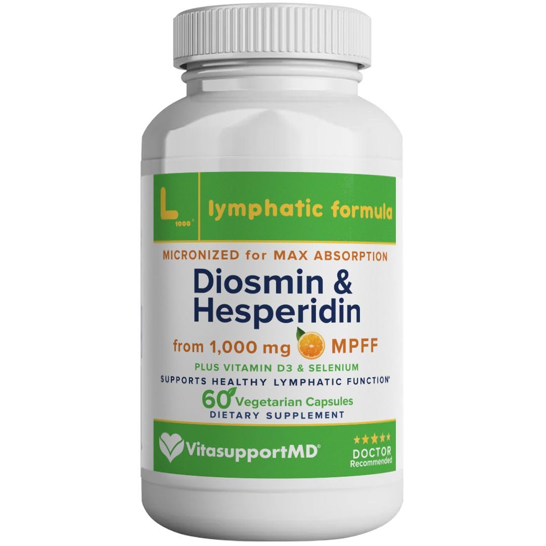 Lymphatic Formula, Diosmin Hesperidin 1000mg Lymphatic Drainage Supplement, Lymph System Support & Detox, Micronized MPFF Complex Blend with Vitamin D3 & Selenium for Immune Health, 60 Capsules - Maple Wellness Supplements