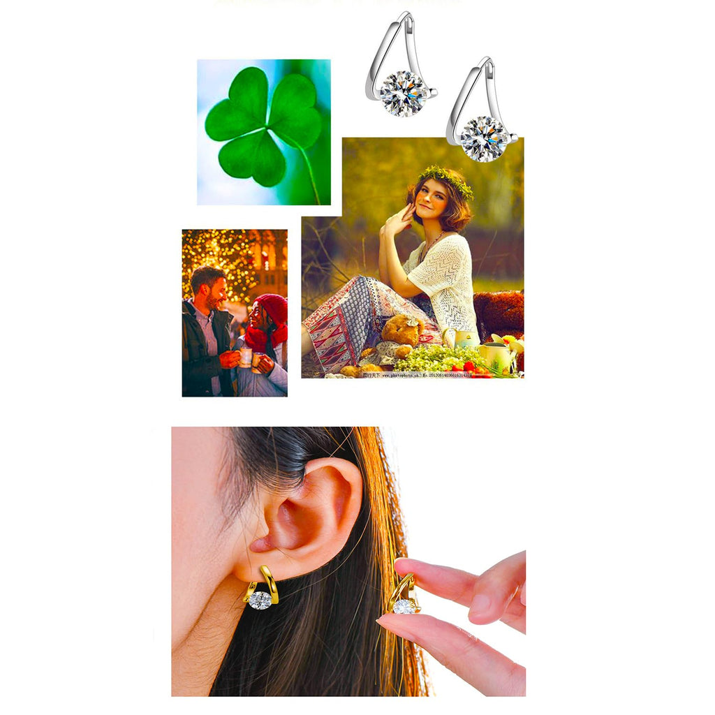 Lymphatic Germanium Earrings Lymphatic Drainage Earrings Atheniz Lymphatic Earrings Cubic Zirconia Earring Lymphatic Hoop Earrings for Women (gold+silver) - Maple Wellness Supplements
