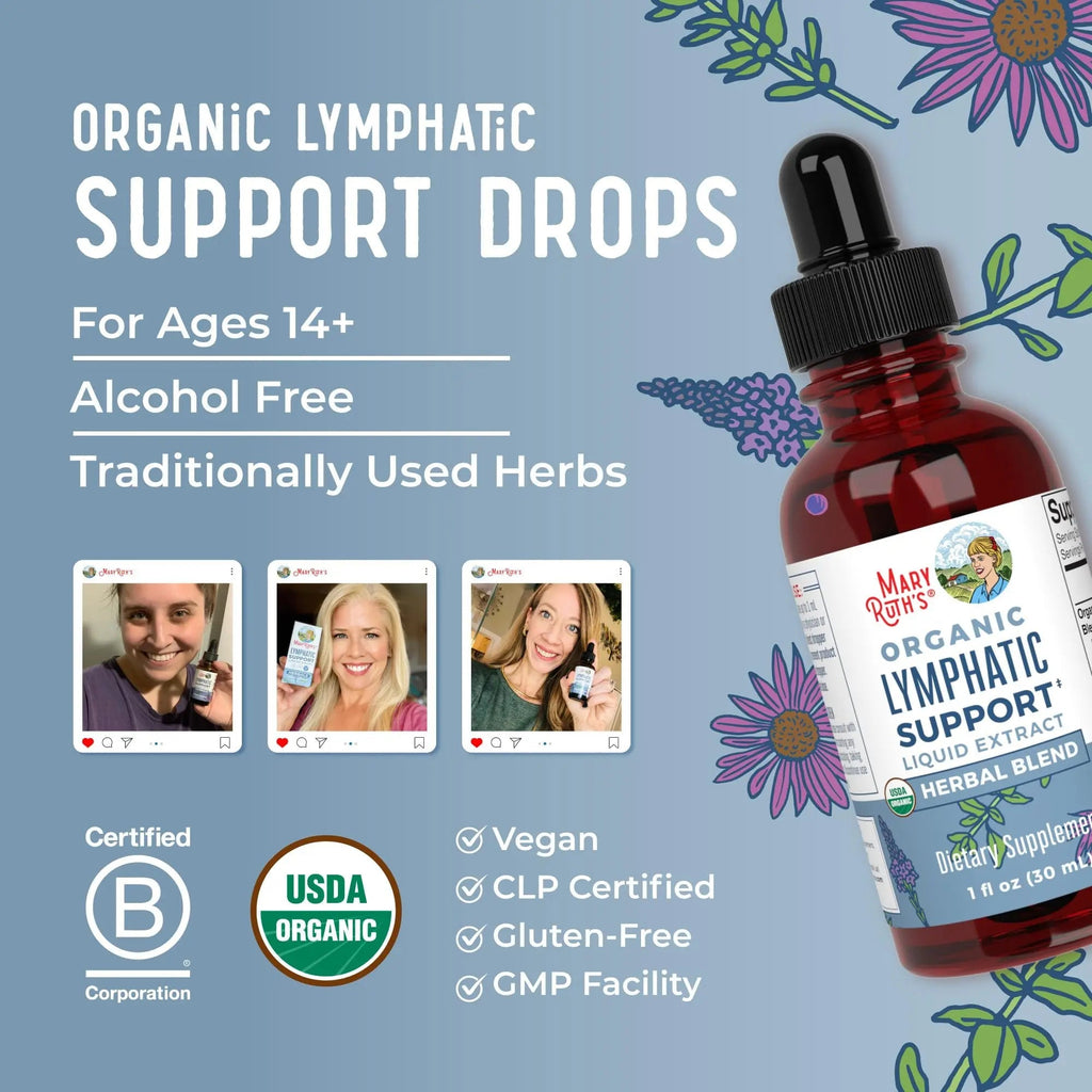 Lymphatic Support Drops by MaryRuth's | USDA Organic Lymphatic Cleanse Immune Support Supplement| Lymphatic Support with Echinacea & Elderberry | Blue Vervain | Vegan | Non-GMO | 30 Servings - TrustMedUSA