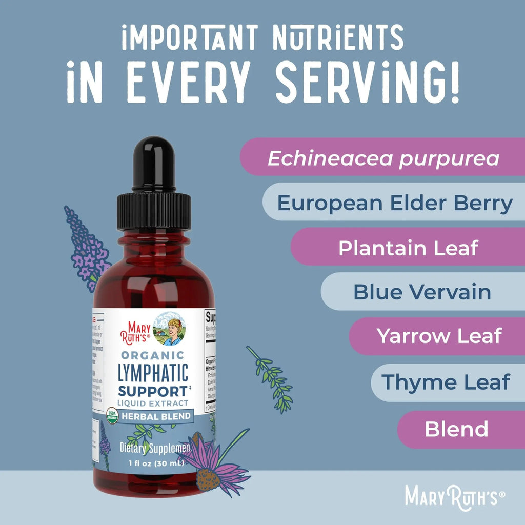 Lymphatic Support Drops by MaryRuth's | USDA Organic Lymphatic Cleanse Immune Support Supplement| Lymphatic Support with Echinacea & Elderberry | Blue Vervain | Vegan | Non-GMO | 30 Servings - TrustMedUSA
