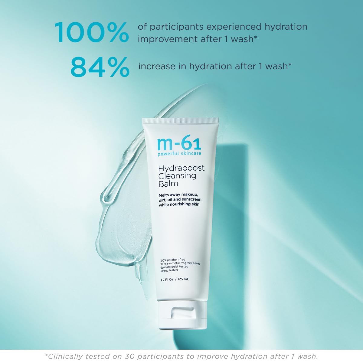m-61 Hydraboost Cleansing Balm | Makeup Removing Cleanser Balm Melts Away Dirt, Oil, and Sunscreen | Fragrance Free | Derm & Allergy Tested | Made in USA | 4.2 Fl Oz - TrustMedUSA