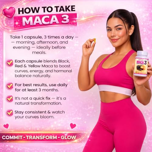 Maca 3 Capsules – Black, Red & Yellow Maca Root Blend – Feminine Balance & Natural Body Support – Herbal Formula - TrustMedUSA