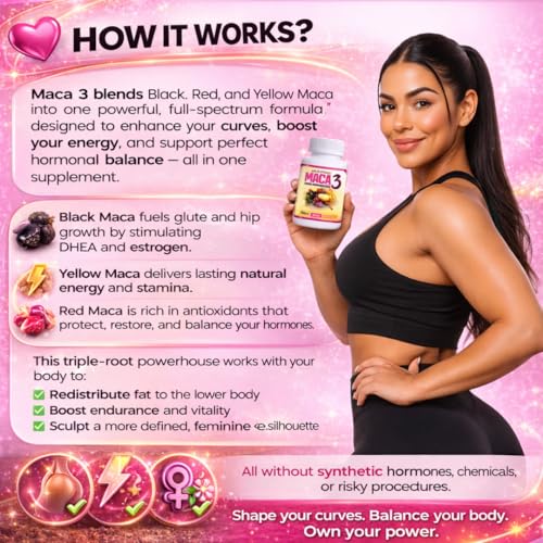 Maca 3 Capsules – Black, Red & Yellow Maca Root Blend – Feminine Balance & Natural Body Support – Herbal Formula - TrustMedUSA