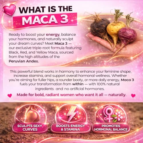 Maca 3 Capsules – Black, Red & Yellow Maca Root Blend – Feminine Balance & Natural Body Support – Herbal Formula - TrustMedUSA