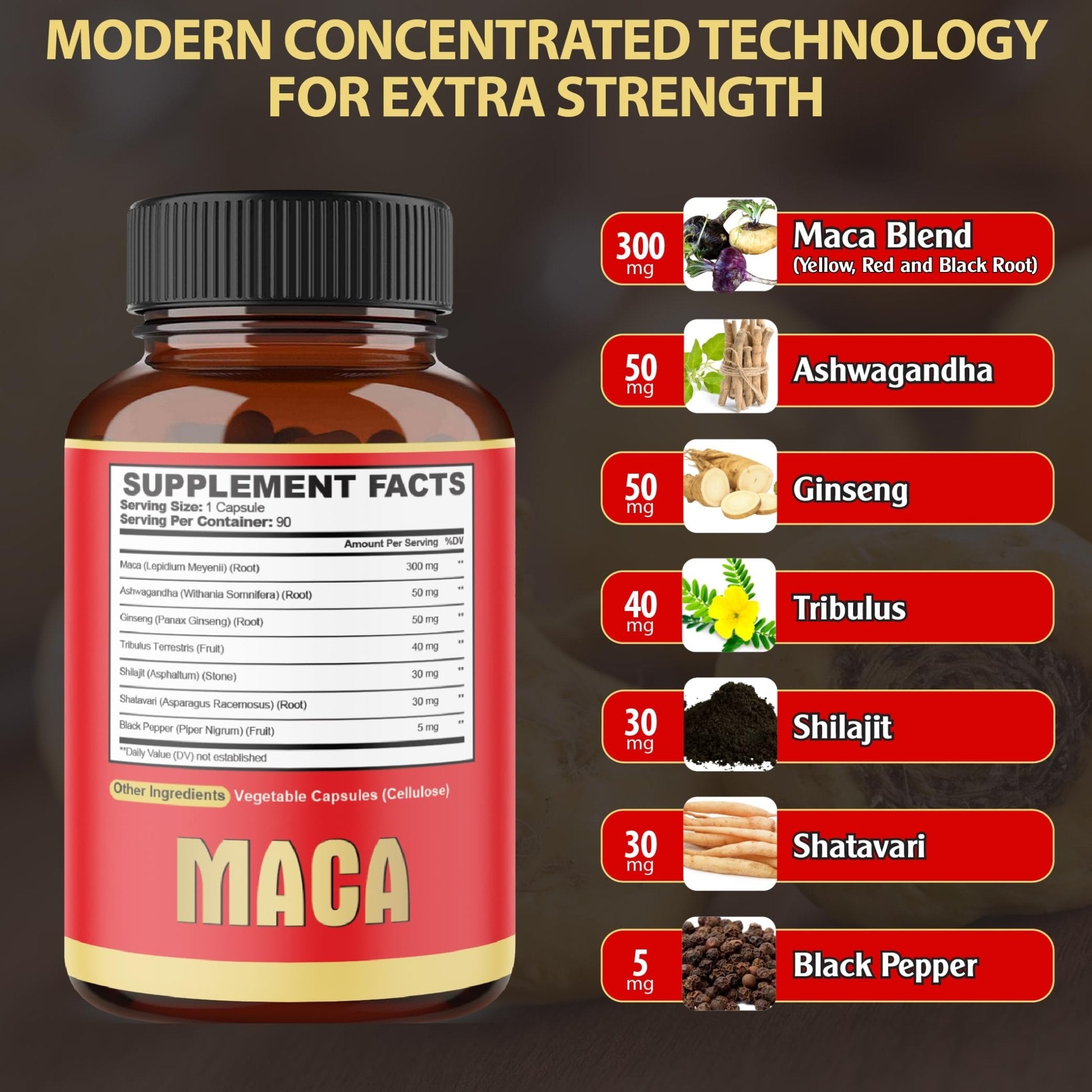 Maca Root Capsules - Supports Natural Health - Energy - Performance & Mood Supplement - Enhanced Blood Flow 3-Month Supply - TrustMedUSA