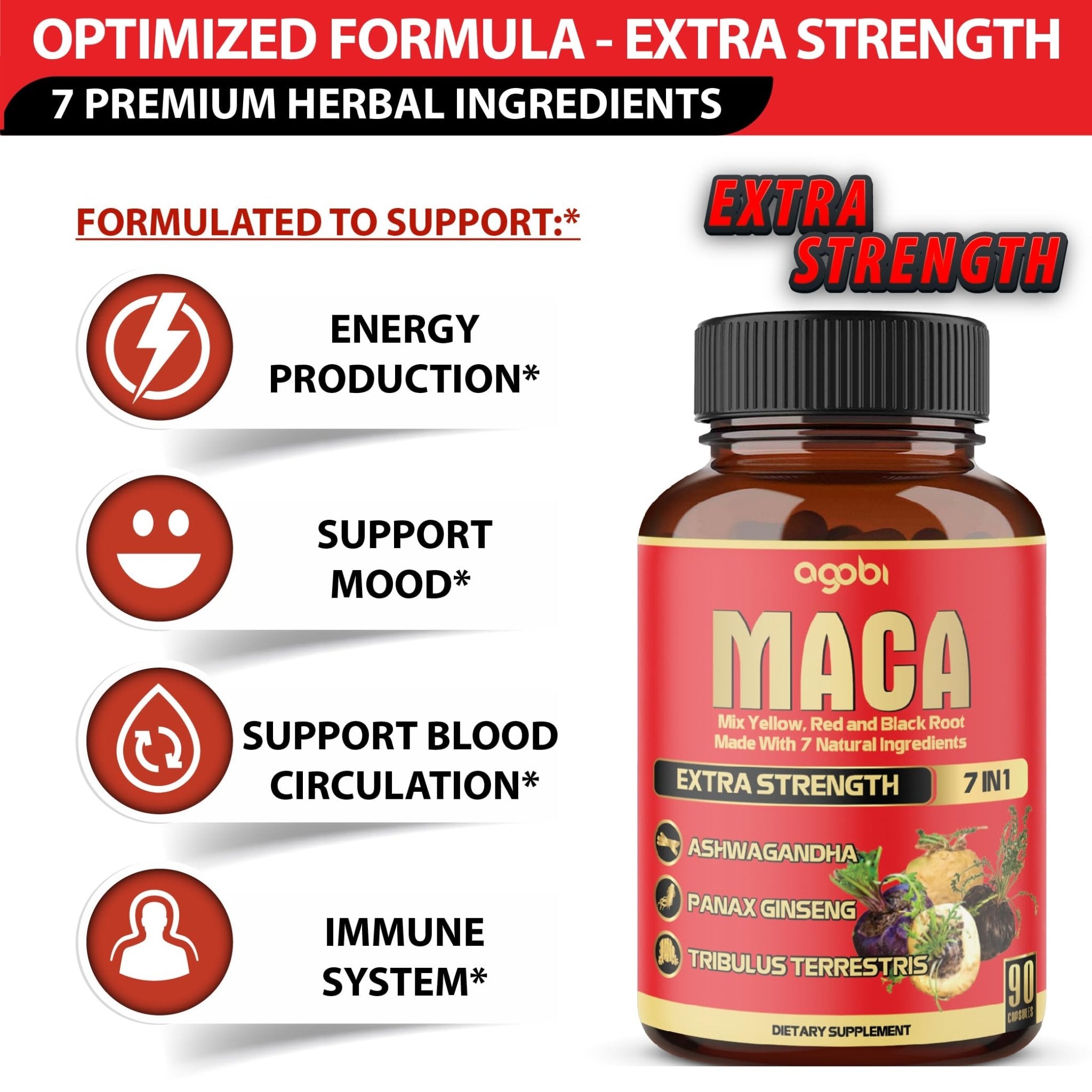 Maca Root Capsules - Supports Natural Health - Energy - Performance & Mood Supplement - Enhanced Blood Flow 3-Month Supply - TrustMedUSA