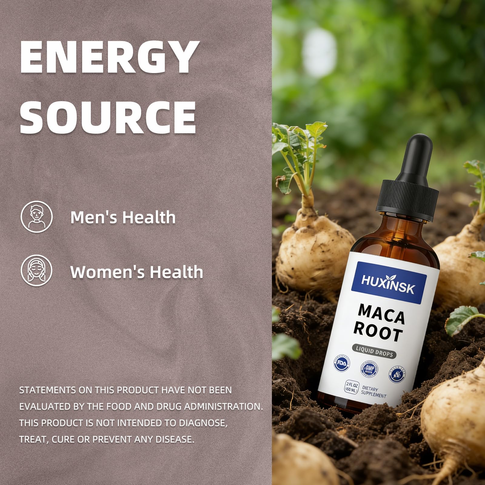 Maca Root Liquid Drops Extract | Peruvian Black & Red Blend | Natural Energy & Hormone Balance | Alcohol-Free, 60ml Vegan Tincture - TrustMedUSA
