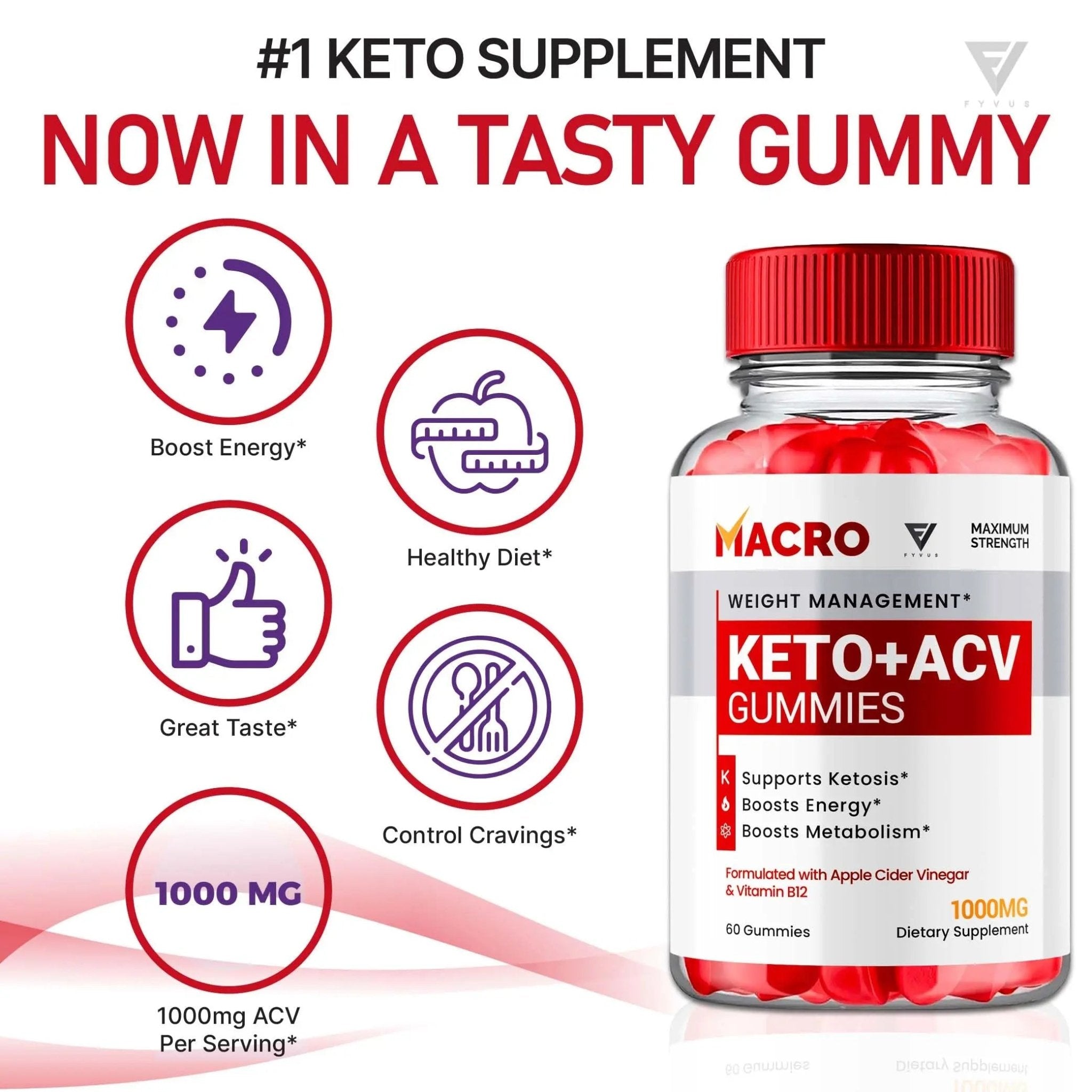 Macro Keto ACV Gummies Advanced Apple Cider Vinegar Vitamin Supplement - TrustMedUSA