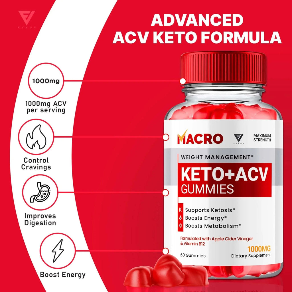 Macro Keto ACV Gummies Advanced Apple Cider Vinegar Vitamin Supplement - TrustMedUSA