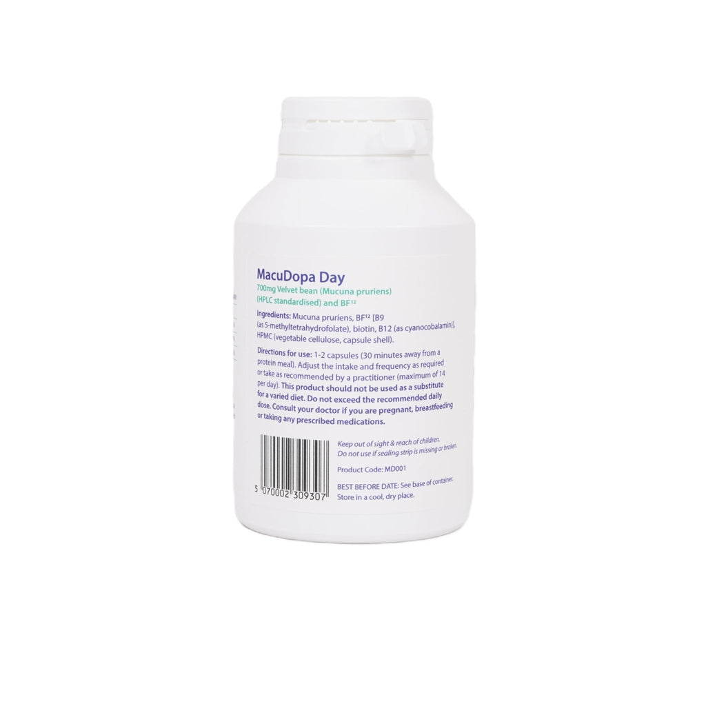 Macudopa Day Capsules 700mg Proprietary Blend, 63% HPLC standardised Levodopa. 120 Veggie Capsules - TrustMedUSA