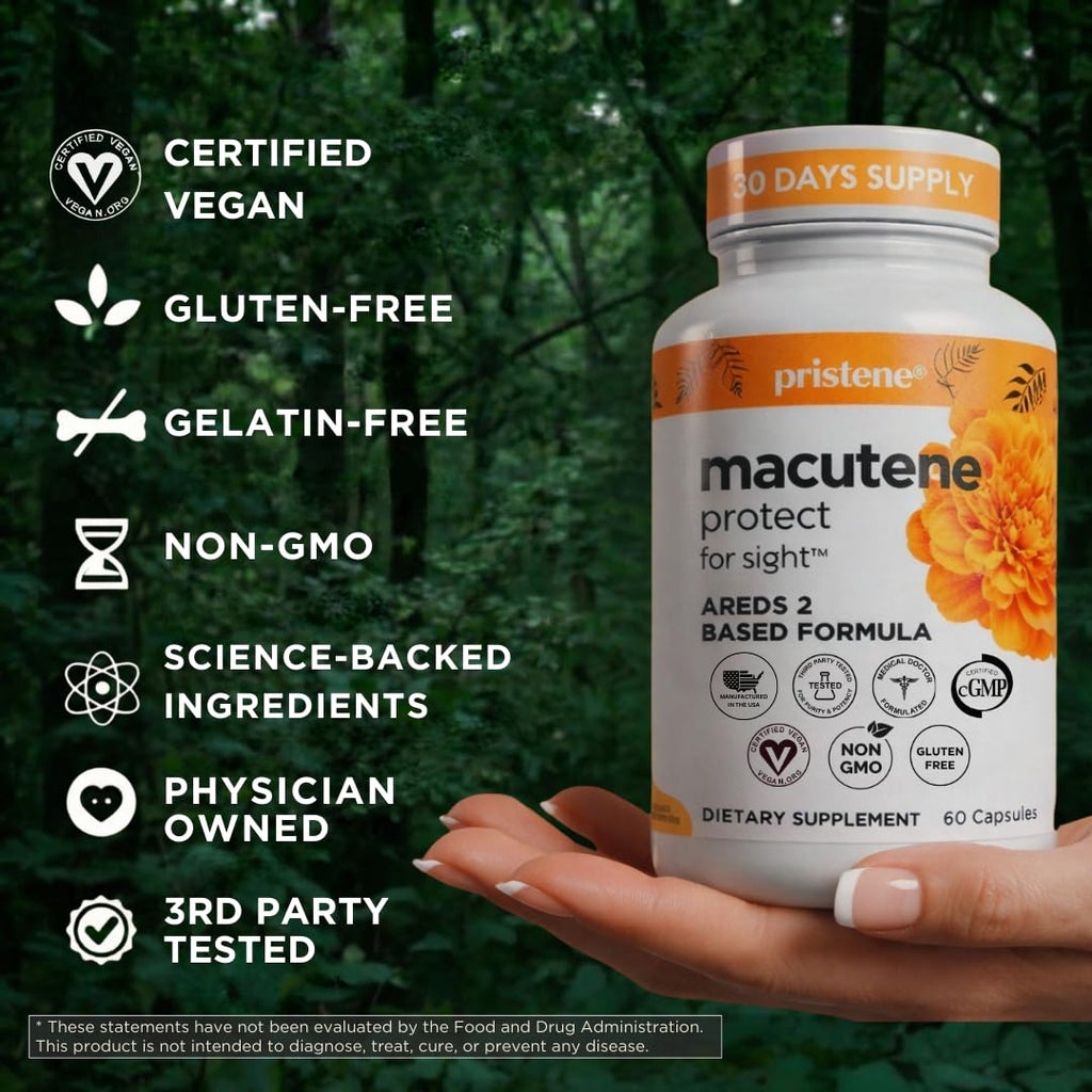 Macutene Protect Eye Vitamins for Macular Support Areds 2 with Lutein and Zeaxanthin Supplements (25mg/5mg) – Doctor Formulated Bilberry Supplement for Eyes, Lab Tested, Vegan (60 Capsules) - TrustMedUSA