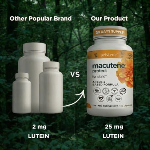 Macutene Protect Eye Vitamins for Macular Support Areds 2 with Lutein and Zeaxanthin Supplements (25mg/5mg) – Doctor Formulated Bilberry Supplement for Eyes, Lab Tested, Vegan (60 Capsules) - TrustMedUSA