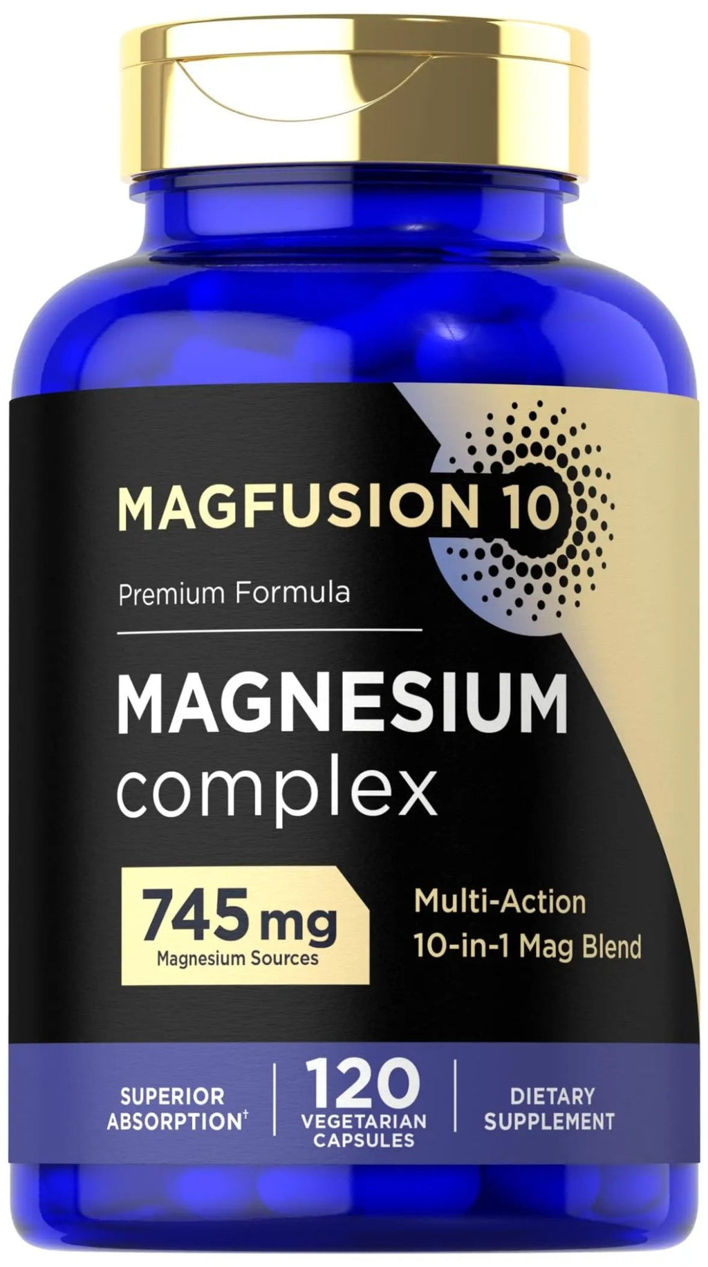 Magfusion-10 Magnesium Complex Supplement 745mg | 120 Capsules | 10 in 1 Blend | Vegetarian, Non-GMO, Gluten Free - TrustMedUSA