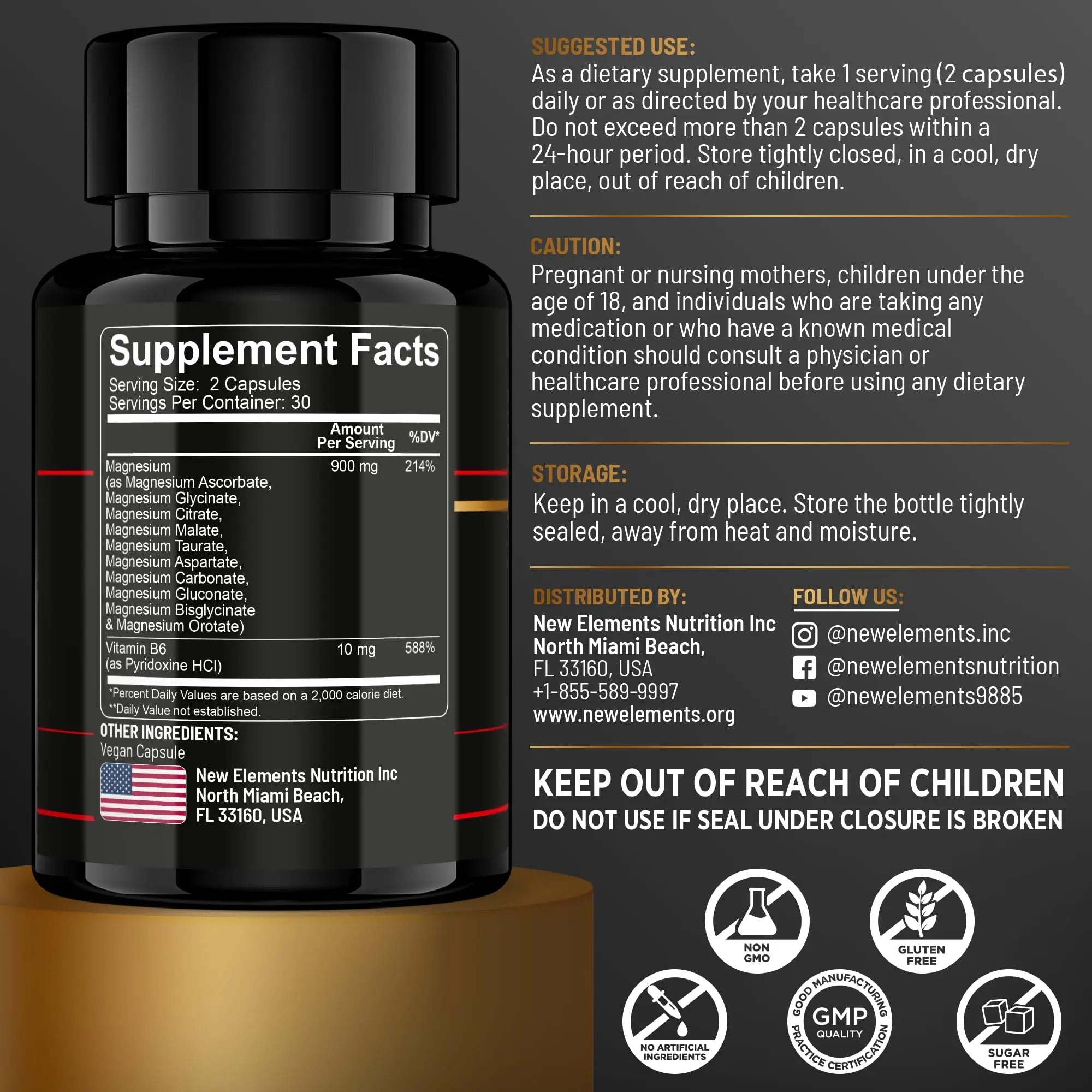 Magnesium 10X Complex – 900mg Elemental Magnesium | Glycinate, Gluconate, Malate, Orotate, Carbonate, Asparate, Taurate, Citrate, Bisglycinate, Ascorbate + Vitamin B6 for Superior Absorption - TrustMedUSA