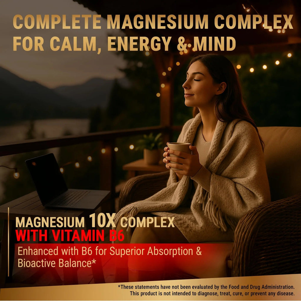 Magnesium 10X Complex – 900mg Elemental Magnesium | Glycinate, Gluconate, Malate, Orotate, Carbonate, Asparate, Taurate, Citrate, Bisglycinate, Ascorbate + Vitamin B6 for Superior Absorption - TrustMedUSA