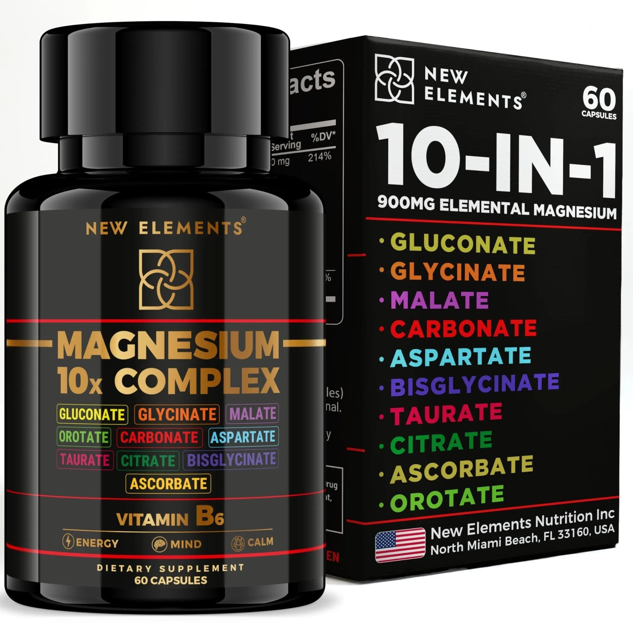 Magnesium 10X Complex – 900mg Elemental Magnesium | Glycinate, Gluconate, Malate, Orotate, Carbonate, Asparate, Taurate, Citrate, Bisglycinate, Ascorbate + Vitamin B6 for Superior Absorption - TrustMedUSA