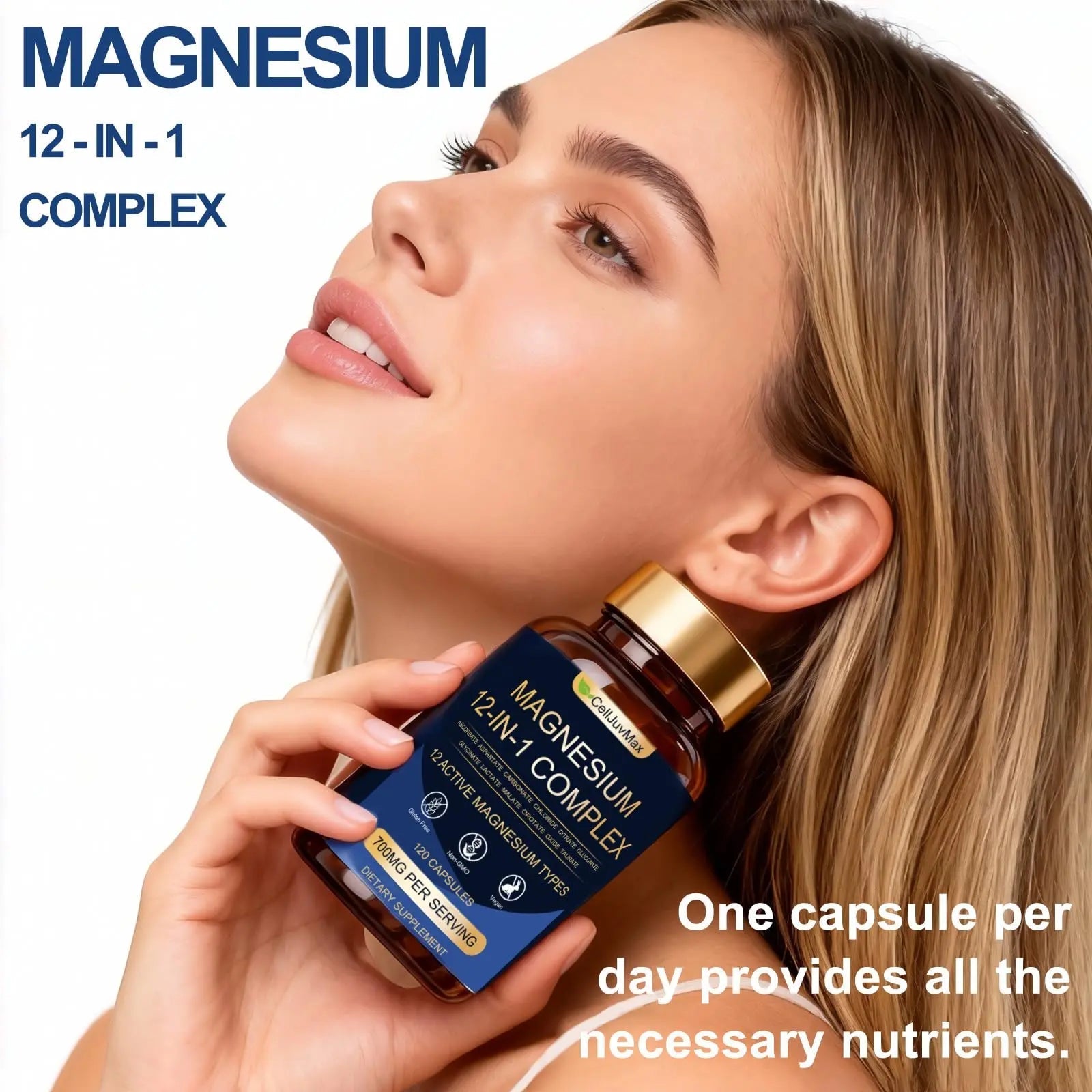 Magnesium 12-in-1 Complex 700mg, with Glycinate & Citrate, Vegan Supplement for Daily Wellness, 120 Capsules (1) - TrustMedUSA