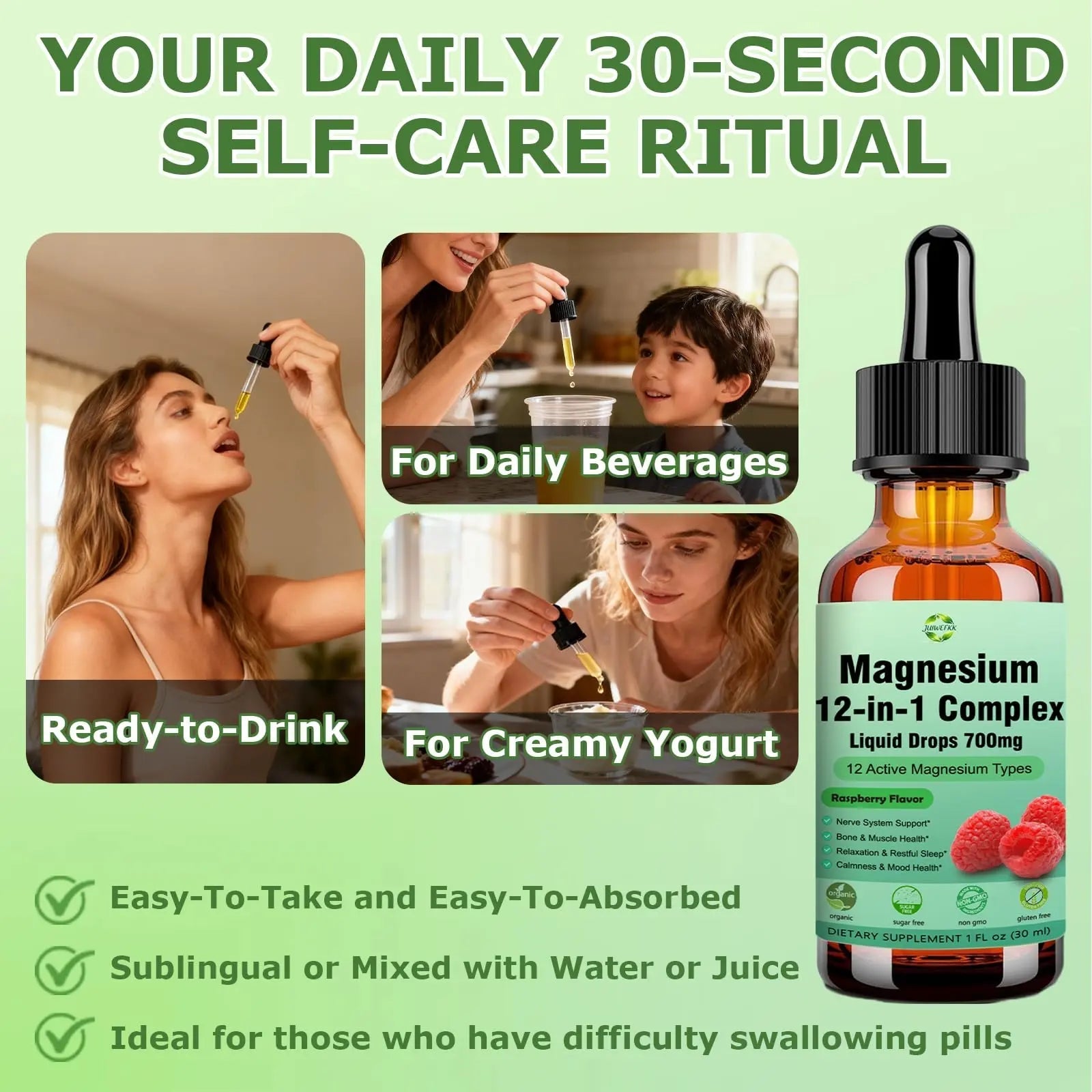 Magnesium 12 in 1 Complex Liquid Drops 700mg, High Absorption Magnesium Glycinate Citrate Malate Taurate & 8 Forms, Magnesium Complex Blend Supplement for Sleep Muscle Nerve Energy Heart Health - TrustMedUSA