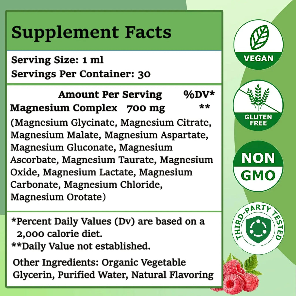 Magnesium 12 in 1 Complex Liquid Drops 700mg, High Absorption Magnesium Glycinate Citrate Malate Taurate & 8 Forms, Magnesium Complex Blend Supplement for Sleep Muscle Nerve Energy Heart Health - TrustMedUSA