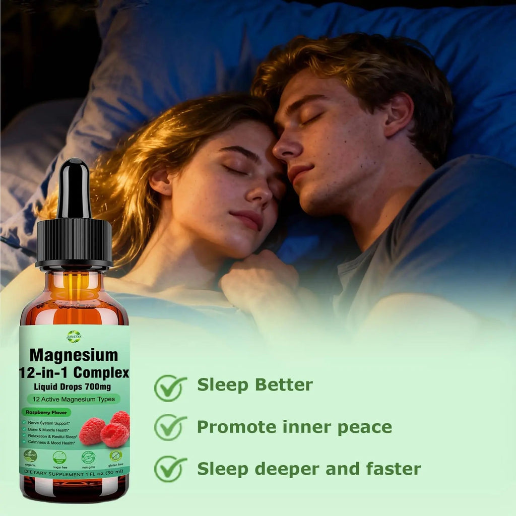 Magnesium 12 in 1 Complex Liquid Drops 700mg, High Absorption Magnesium Glycinate Citrate Malate Taurate & 8 Forms, Magnesium Complex Blend Supplement for Sleep Muscle Nerve Energy Heart Health - TrustMedUSA