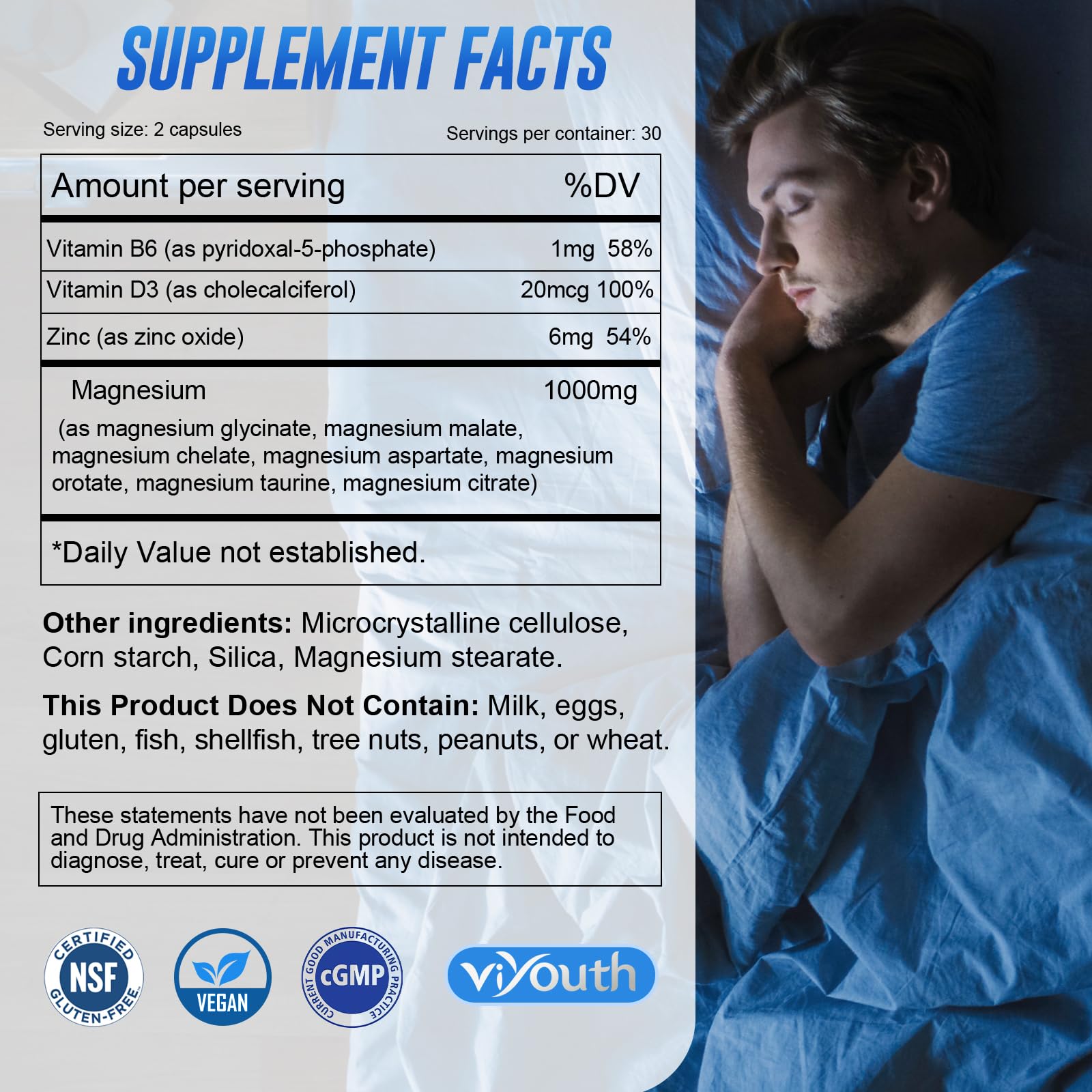 Magnesium 7 Complex Supplement Advanced with 7 Forms of Magnesium (Glycinate, Malate, Chelate, Aspartate, Orotate, Taurine, Citrate), Zinc, Vitamin D3 & Vitamin B6 - TrustMedUSA