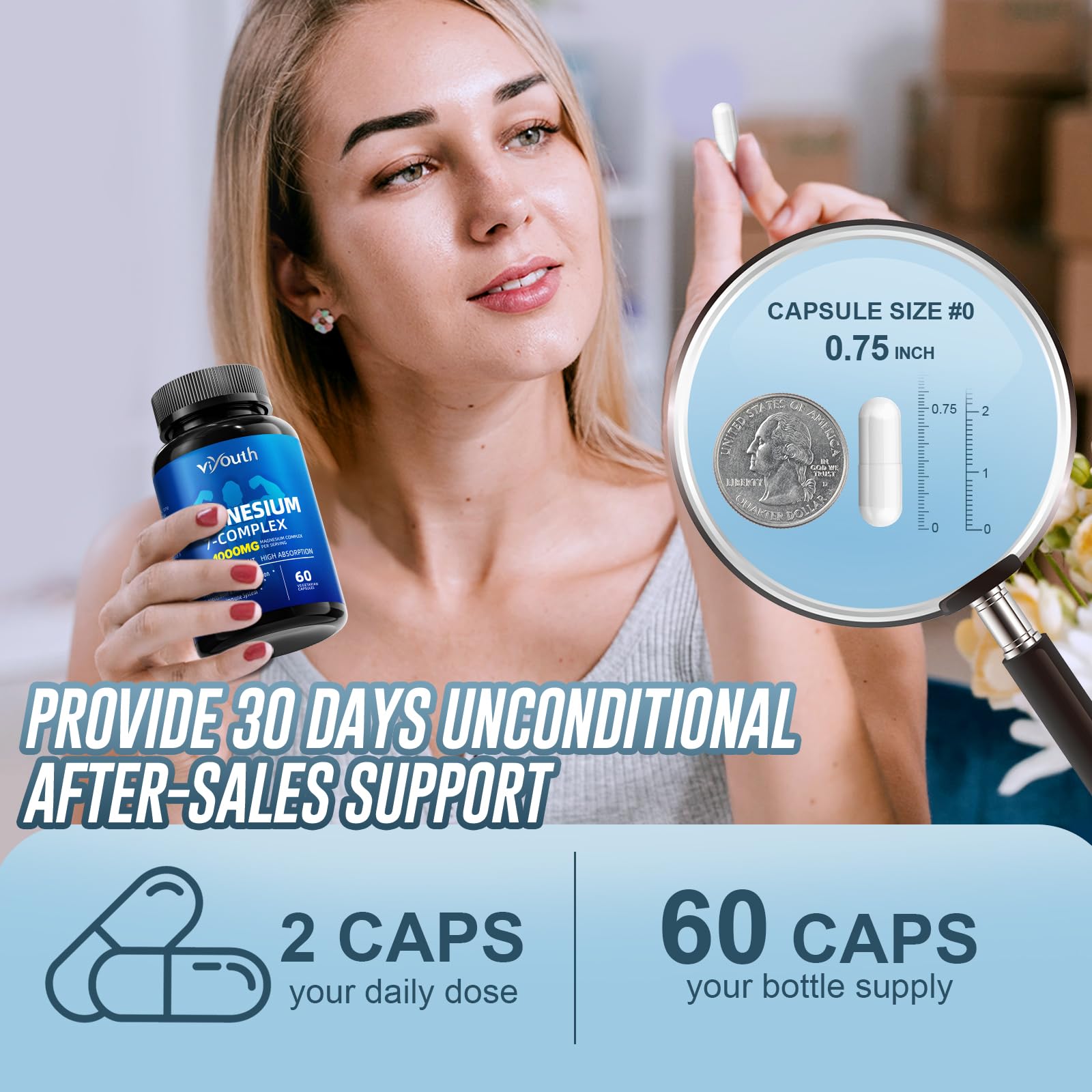 Magnesium 7 Complex Supplement Advanced with 7 Forms of Magnesium (Glycinate, Malate, Chelate, Aspartate, Orotate, Taurine, Citrate), Zinc, Vitamin D3 & Vitamin B6 - TrustMedUSA