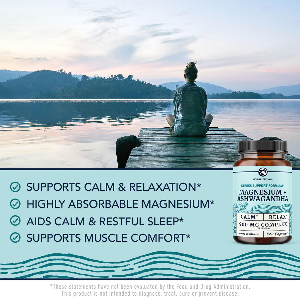 Magnesium Ashwagandha | Calming Magnesium Supplement for Adults | Relax, Rest, Calm Mood & Sleep Support | Mag Citrate & Oxide 400 mg + Ashwagandha 500 mg - TrustMedUSA