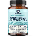 Magnesium Ashwagandha | Calming Magnesium Supplement for Adults | Relax, Rest, Calm Mood & Sleep Support | Mag Citrate & Oxide 400 mg + Ashwagandha 500 mg - TrustMedUSA