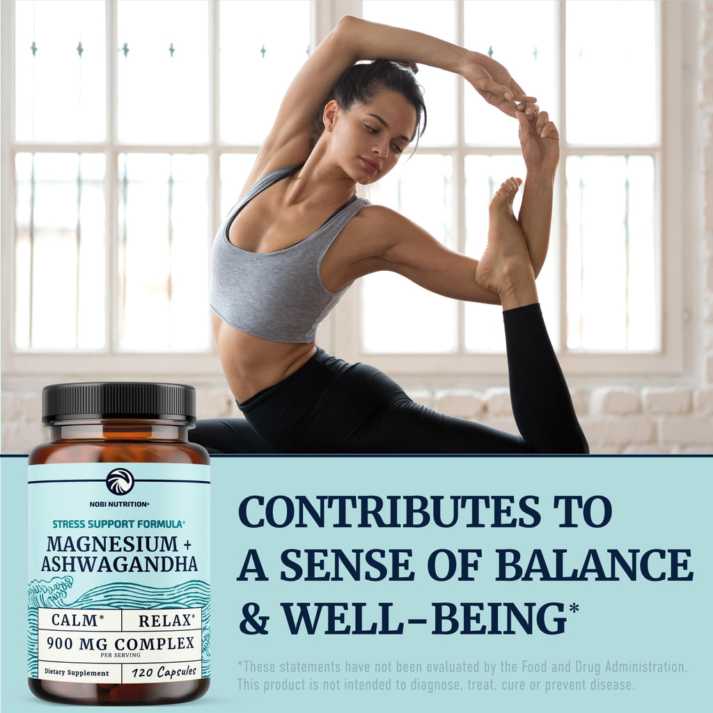 Magnesium Ashwagandha | Calming Magnesium Supplement for Adults | Relax, Rest, Calm Mood & Sleep Support | Mag Citrate & Oxide 400 mg + Ashwagandha 500 mg - TrustMedUSA