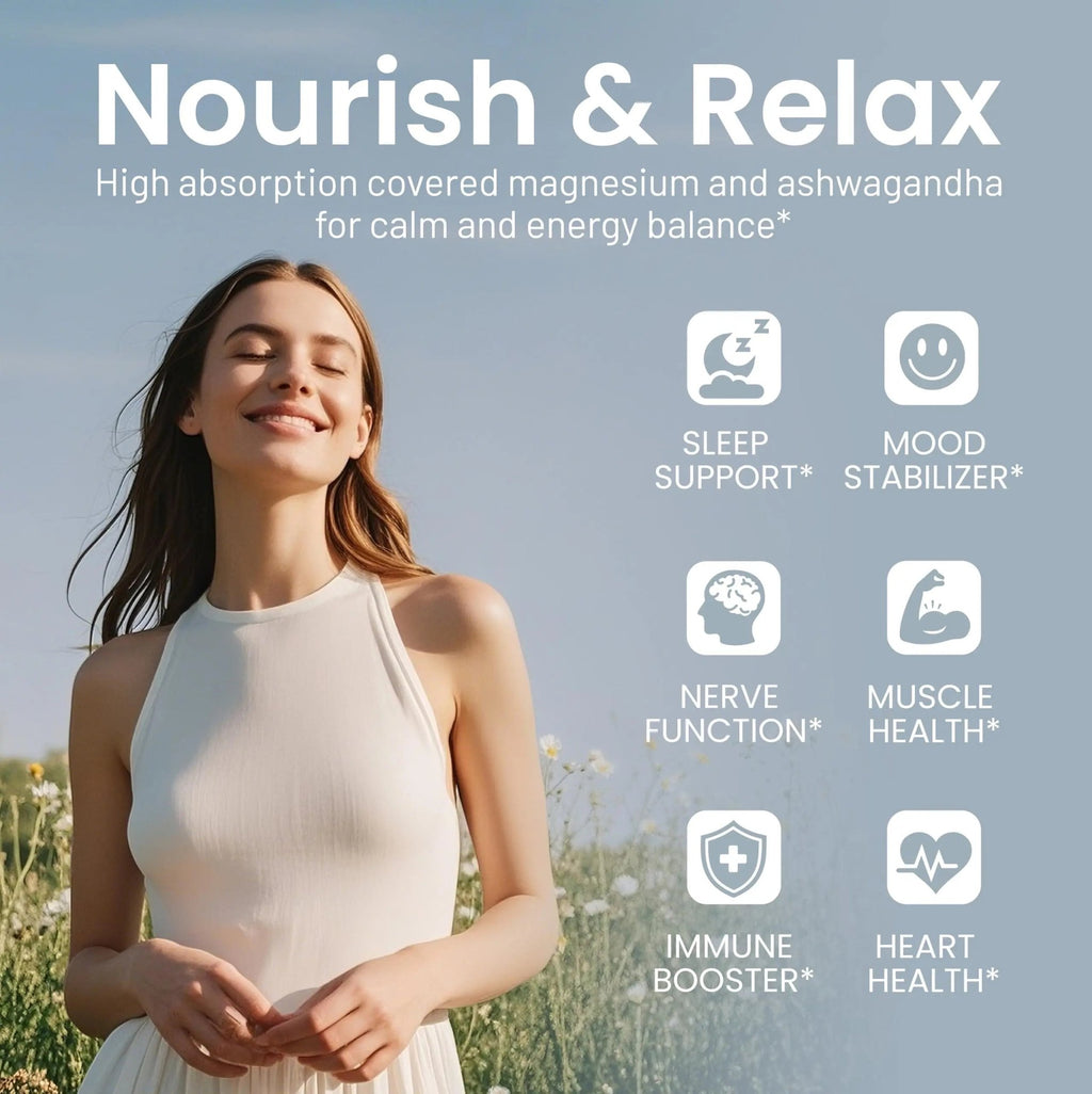 Magnesium Ashwagandha Complex | High-Absorption Multi Magnesium Supports Stress Relief, Sleep, Muscle & Heart Health | Vegan, Non-GMO, Gluten-Free, Made in USA, 90 Capsules((45-Day Supply) - TrustMedUSA