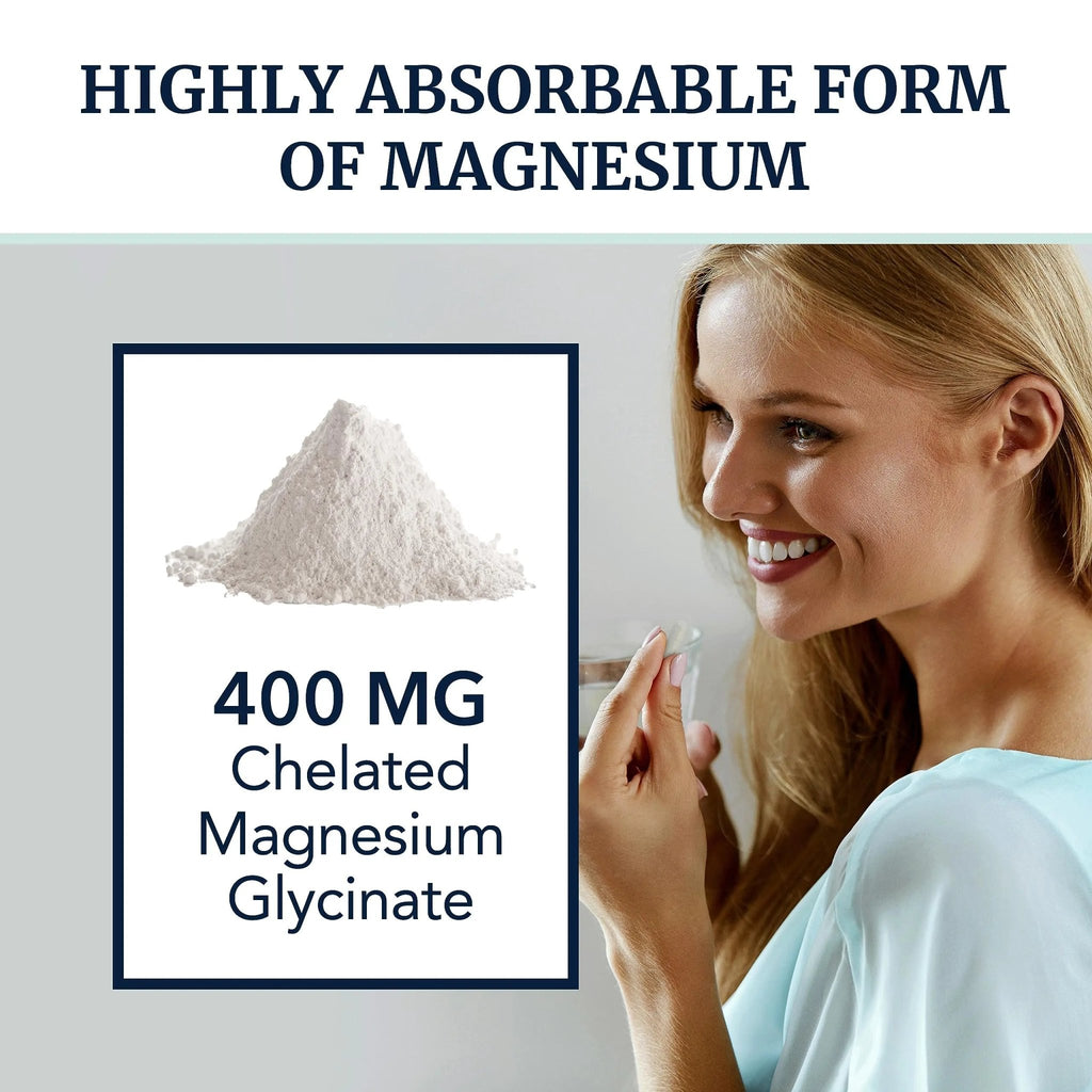 Magnesium Bisglycinate 400mg | Chelated Bisglycinate for Muscle Relaxation, Bones - TrustMedUSA