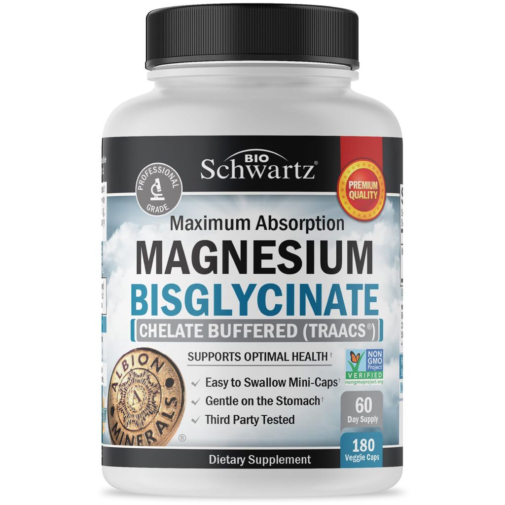Magnesium Bisglycinate Chelated Supplement - High Absorption Magnesium Glycinate Supplement for Women and Men - Sleep, Muscle, Bone & Joint Support - TrustMedUSA